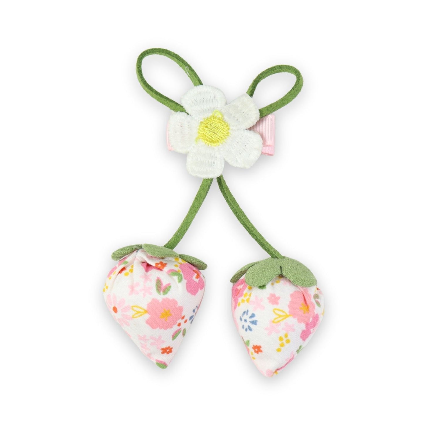 Pink Floral Hair Clip worn in hair, showing the floral detail