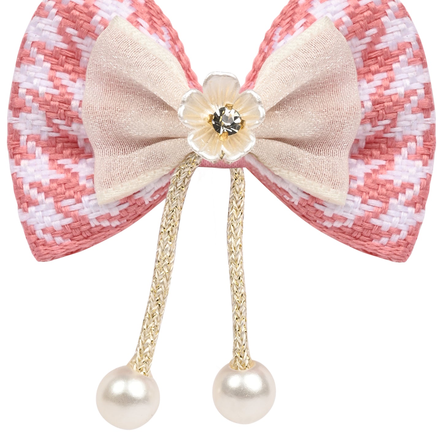 Set of 2 Pink Bow Tassels Hair Clips
