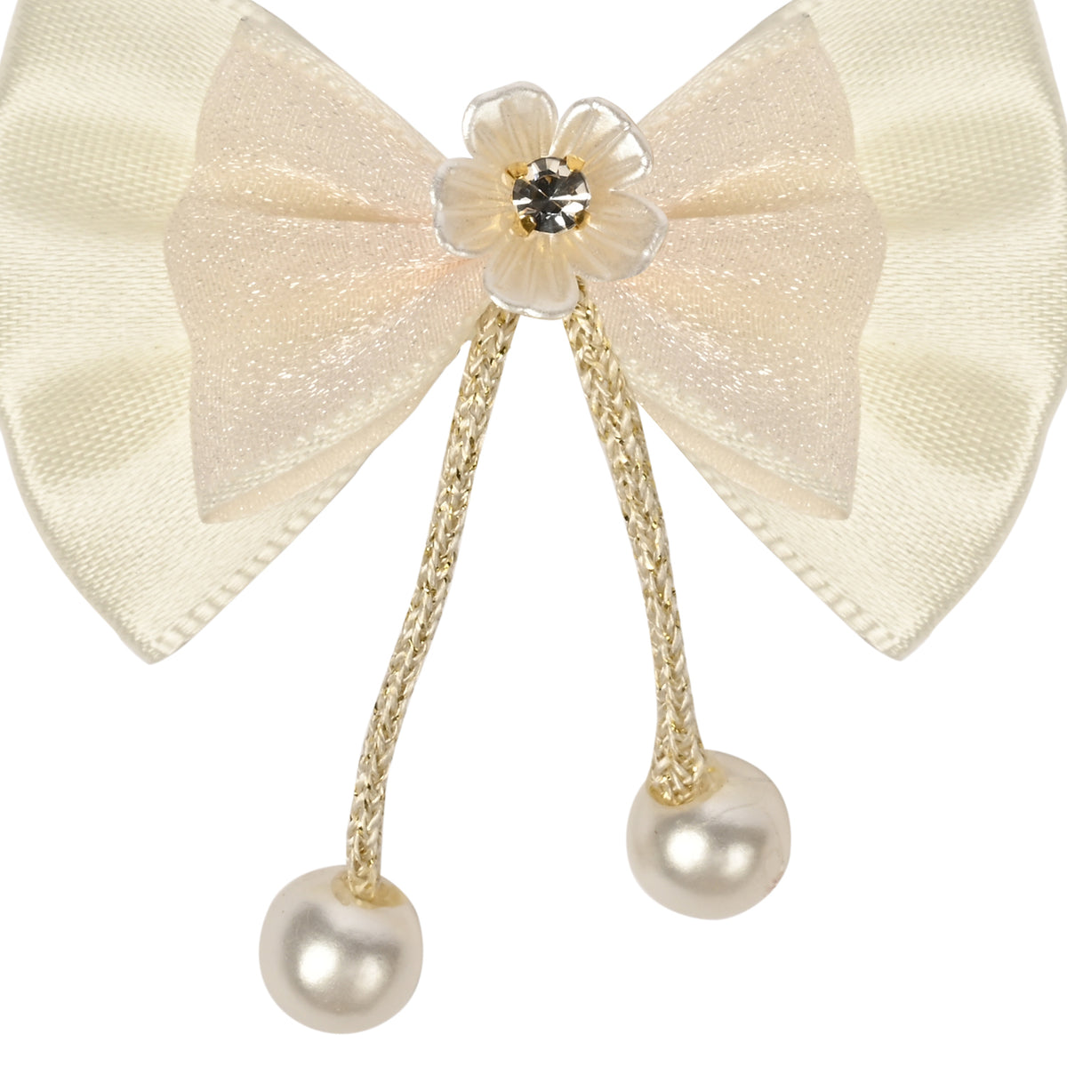 Set of 2 White Bow Tassels Hair Clips