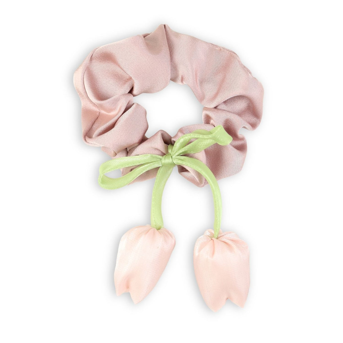 Pink Floral Hair Tie worn in hair, showing the floral detail