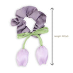 Close-up of the floral detail on the purple clip