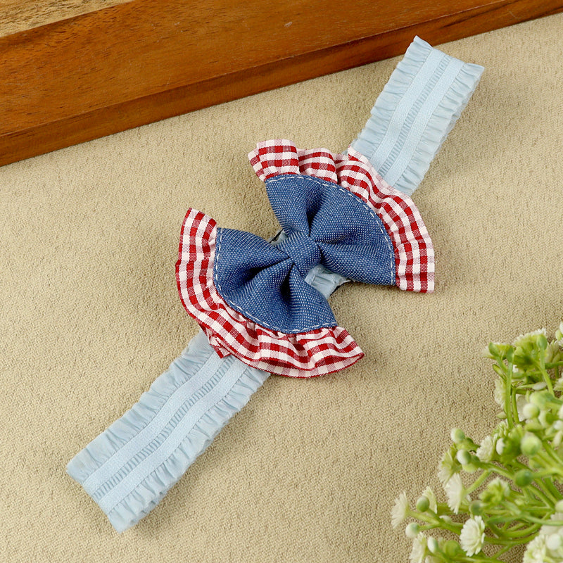 soft, stretchable elastic headband featuring pastel flowers.