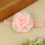 soft, stretchable elastic headband featuring pastel flowers.