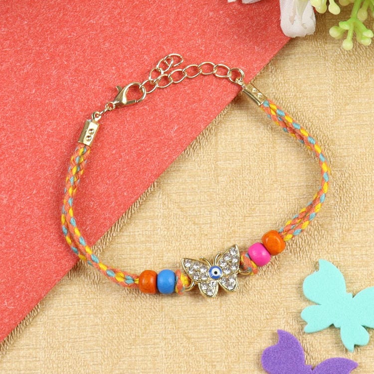 Evil Eye Butterfly Bracelet Rakhi