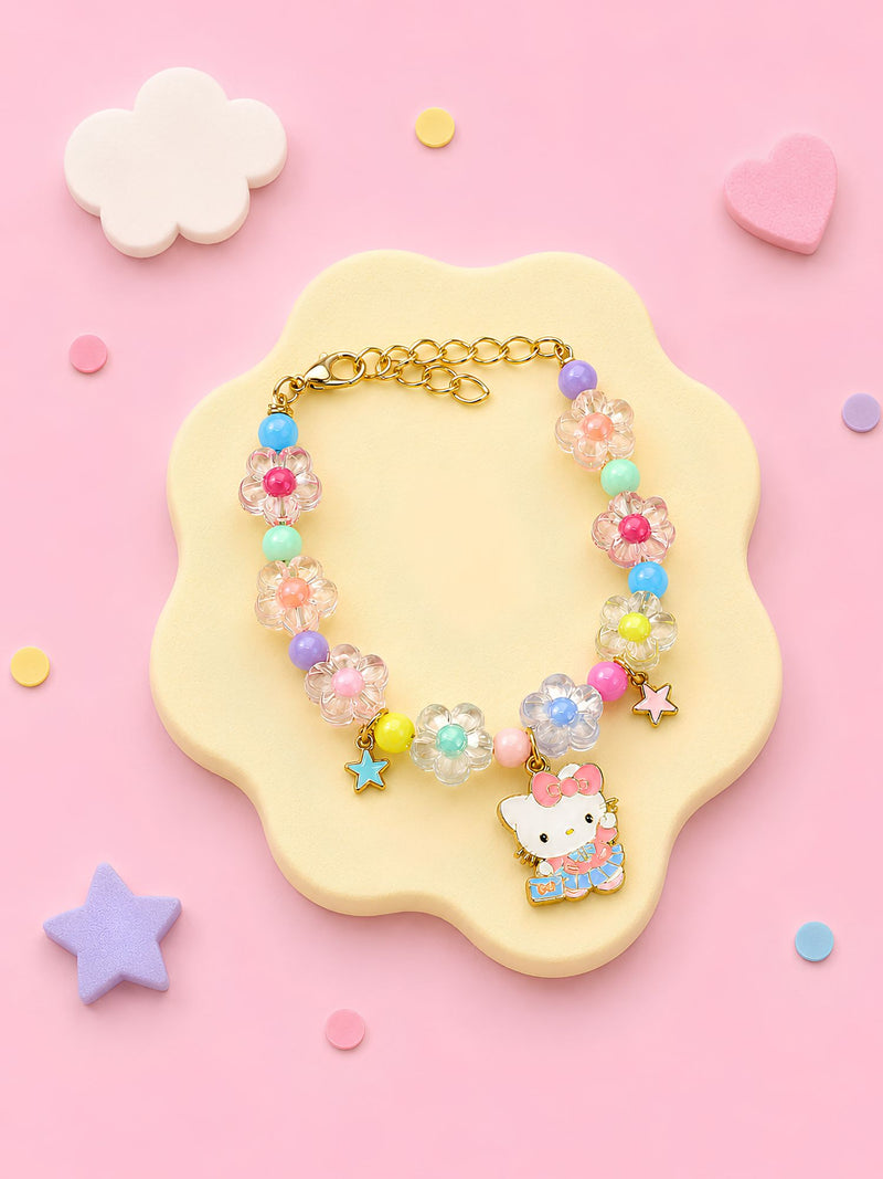 Kitty bracelet Rakhi with beads and metal charm, 