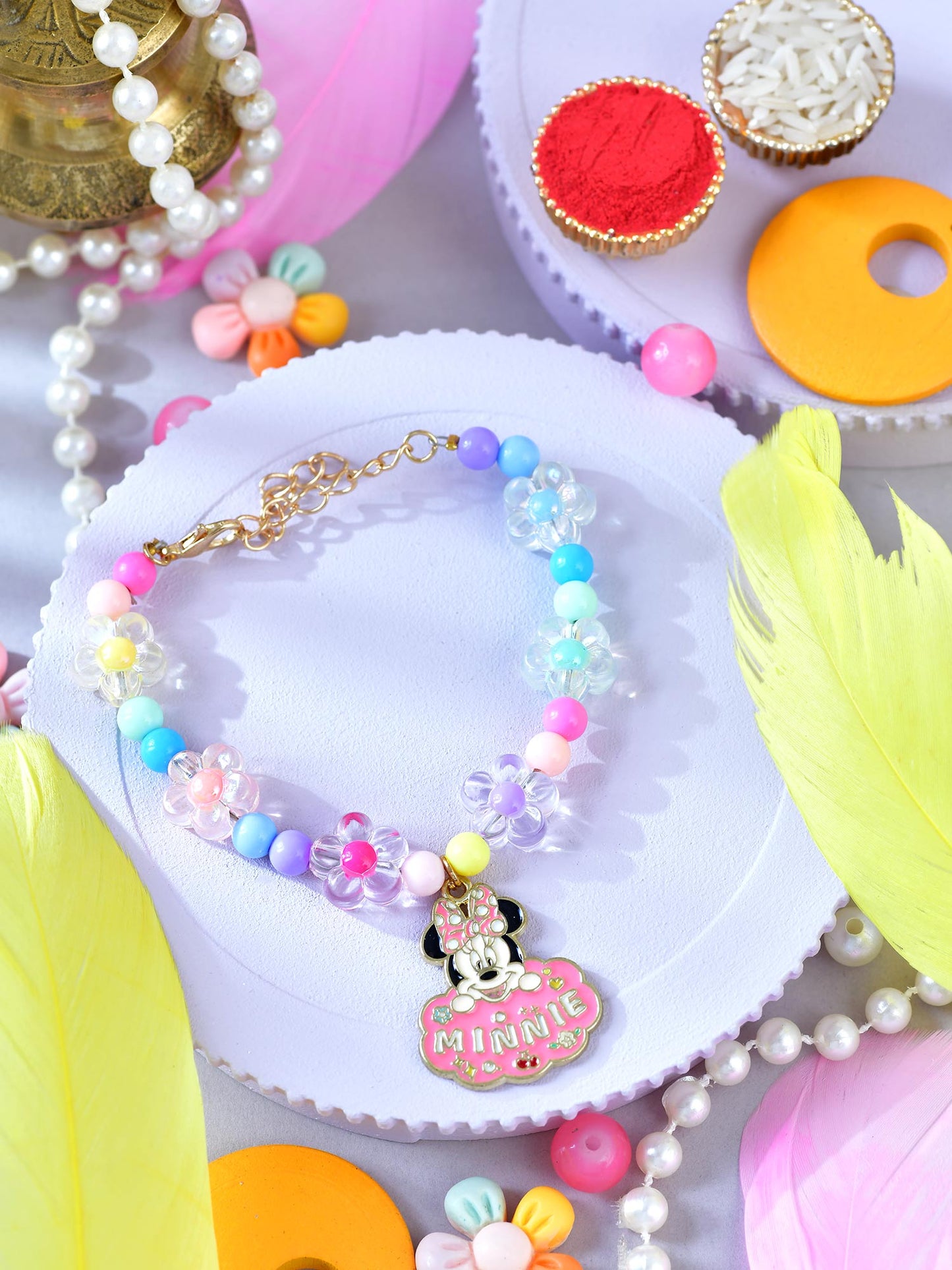 Cartoon mouse beaded bracelet Rakhi for kids