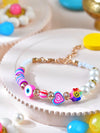 Heart smiley beaded bracelet Rakhi for kids in colourful plastic beads