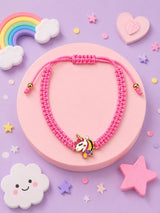 Unicorn charm bracelet Rakhi on a drawstring band, 