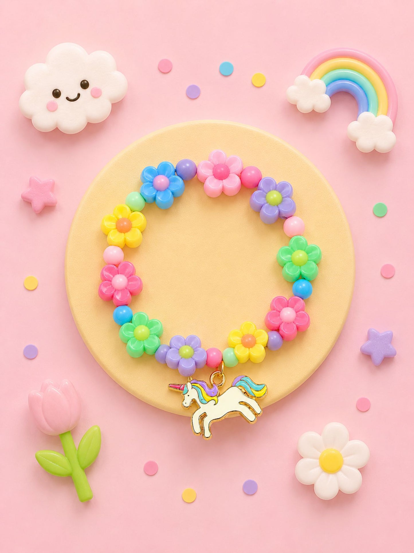 Unicorn floral beaded bracelet Rakhi, 