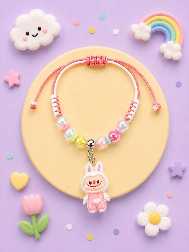 Doll charm bracelet Rakhi on a drawstring band, 
