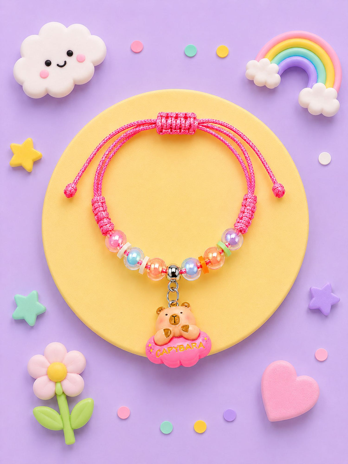Teddy charm bracelet Rakhi on a drawstring band, 