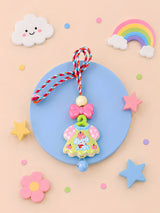 New Born Rakhi with beads and metal charm, 
