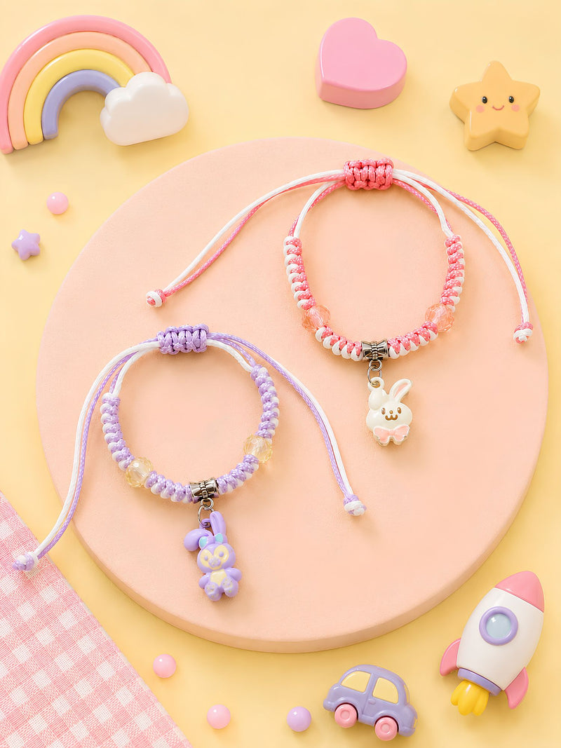 Set of 2 rabbit charm bracelet Rakhis, 