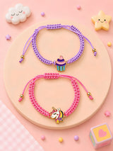Set of 2 cupcake and unicorn charm bracelet Rakhis, 