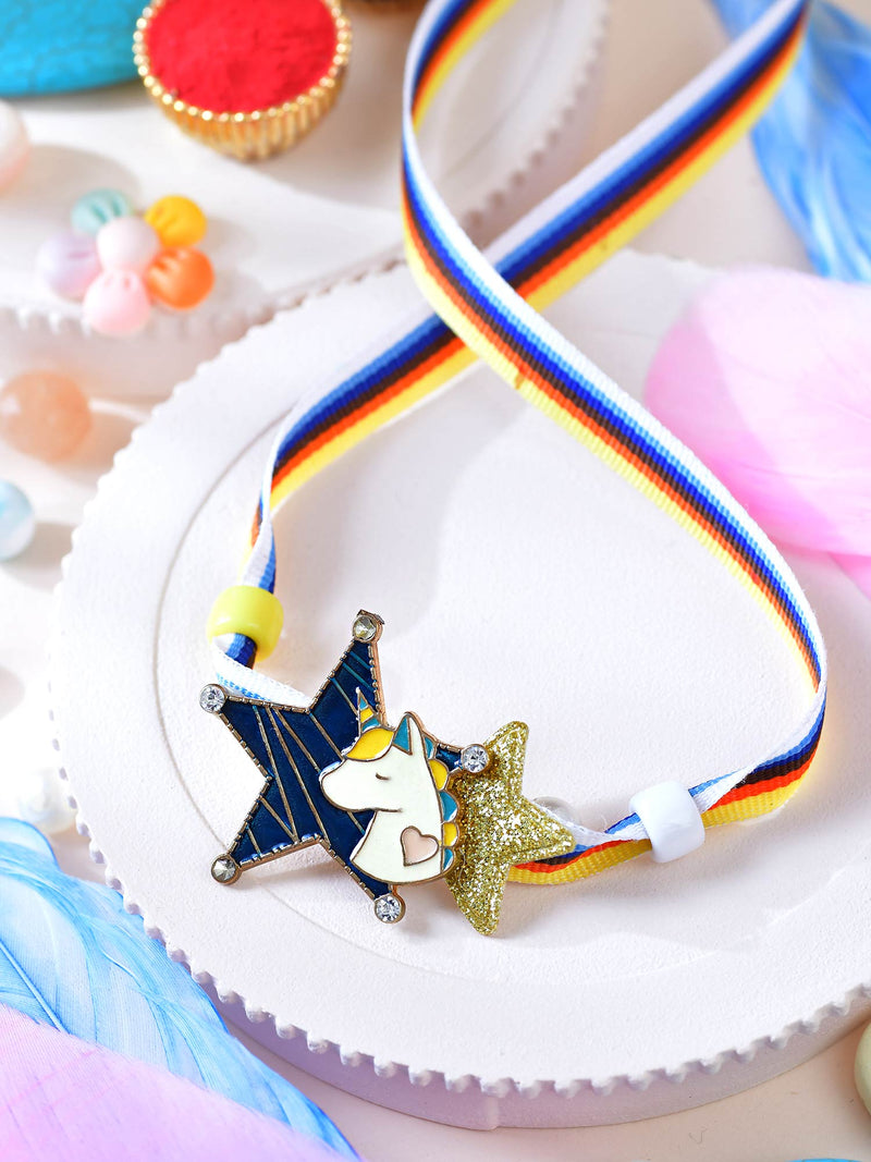 Unicorn Star Rakhi for Kids - Blue