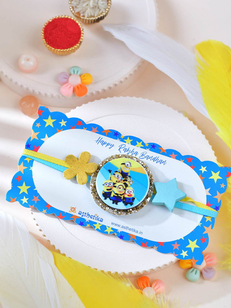 Asthetika cartoon buddy kids Rakhi in packaging
