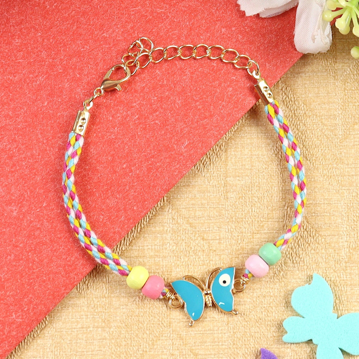 Butterfly Evil Eye Weaved Thread Bracelet Rakhi
