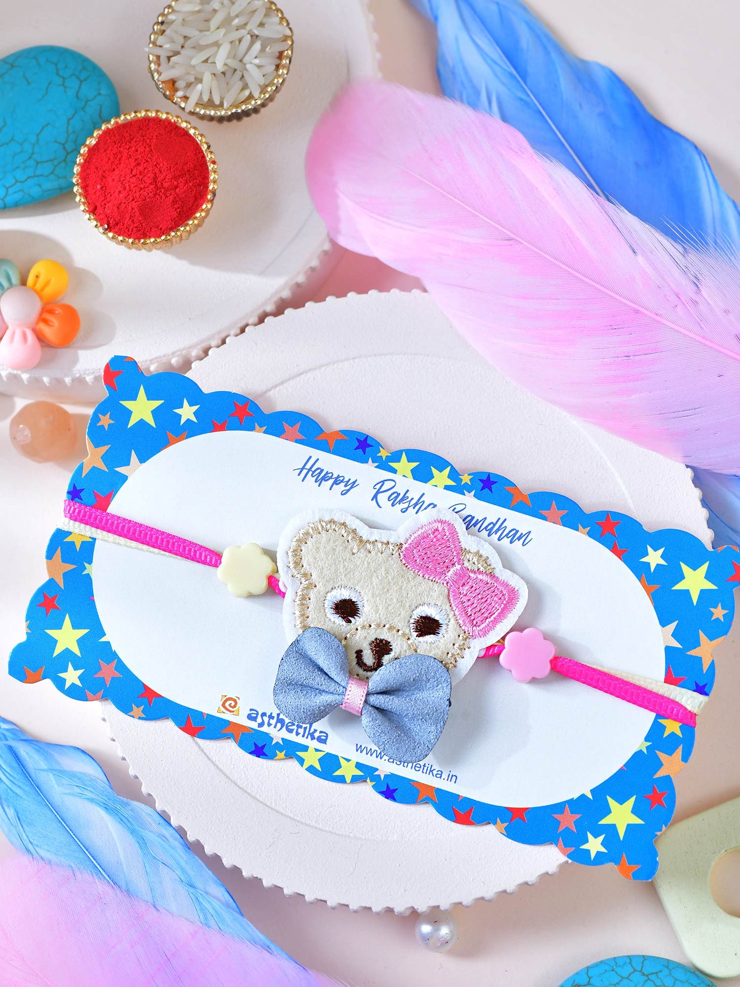 Soft Teddy With Bow Kids Rakhi