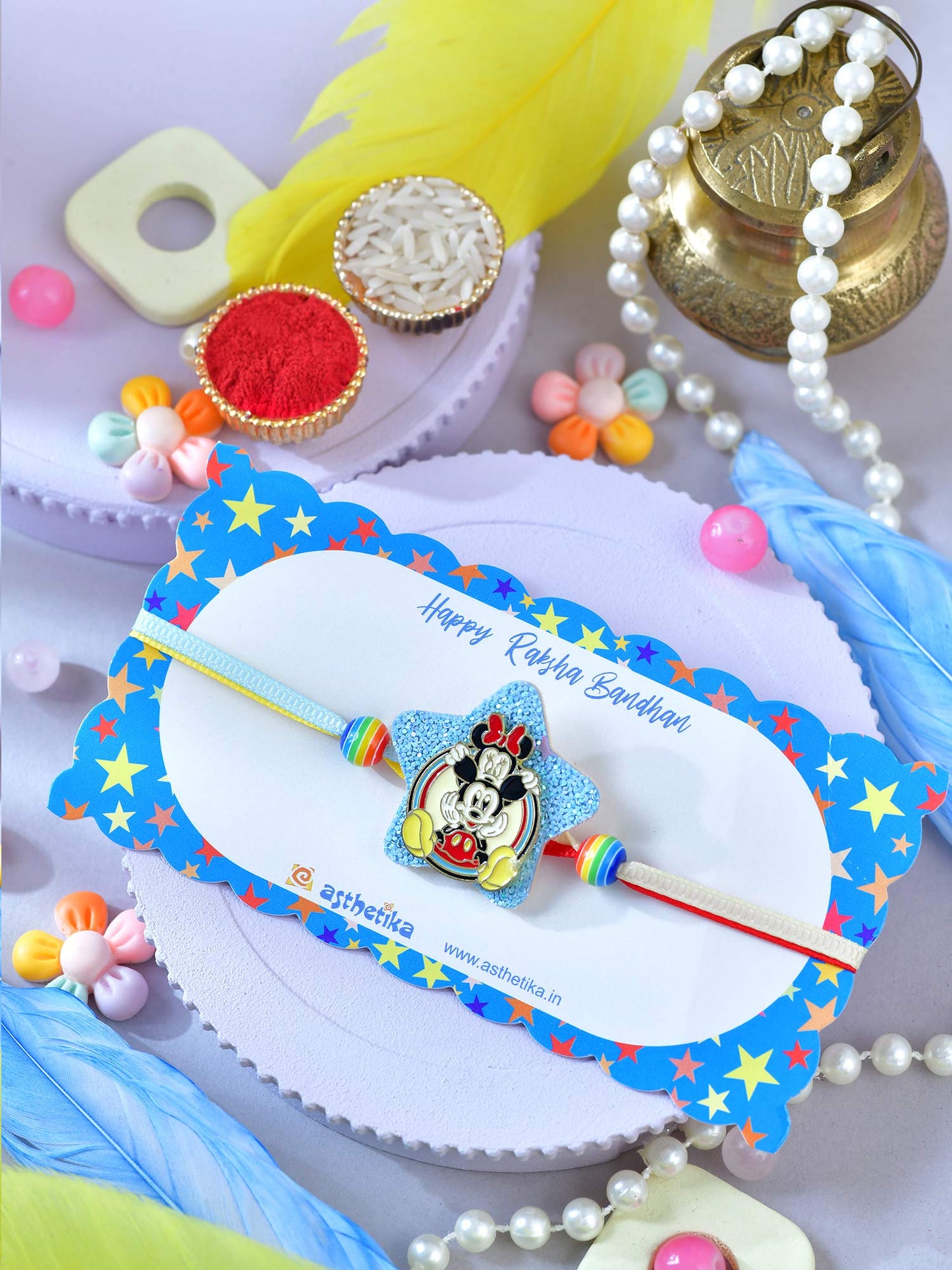 Asthetika cartoon mouse star Rakhi in packaging