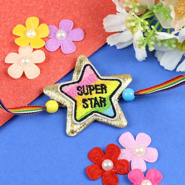 Super Star Embroidered Patch Rakhi 