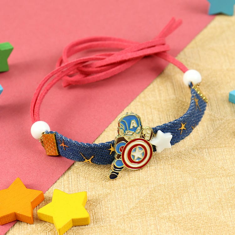 Captain America Denim Belt Rakhi – Festive Rakhi Design for Raksha Bandhan