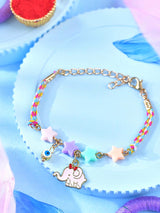 Elephant evil eye metal charm bracelet Rakhi for kids