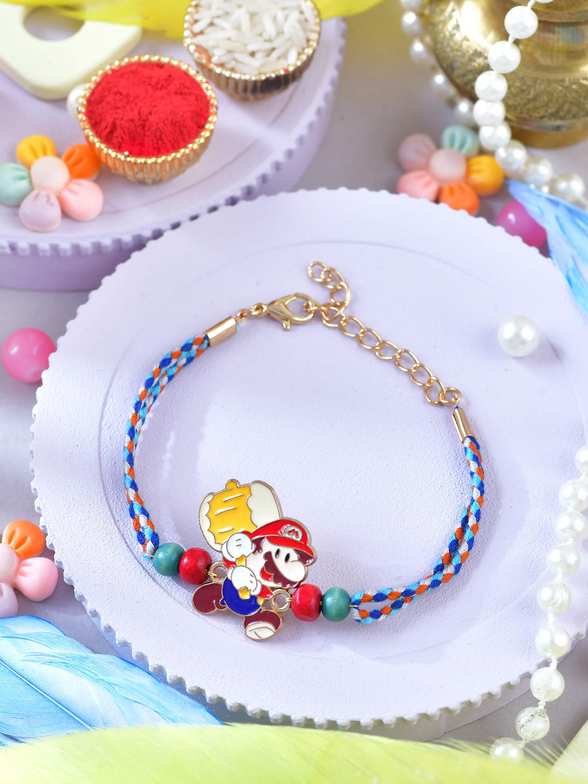 Cartoon plumber character bracelet Rakhi for kids