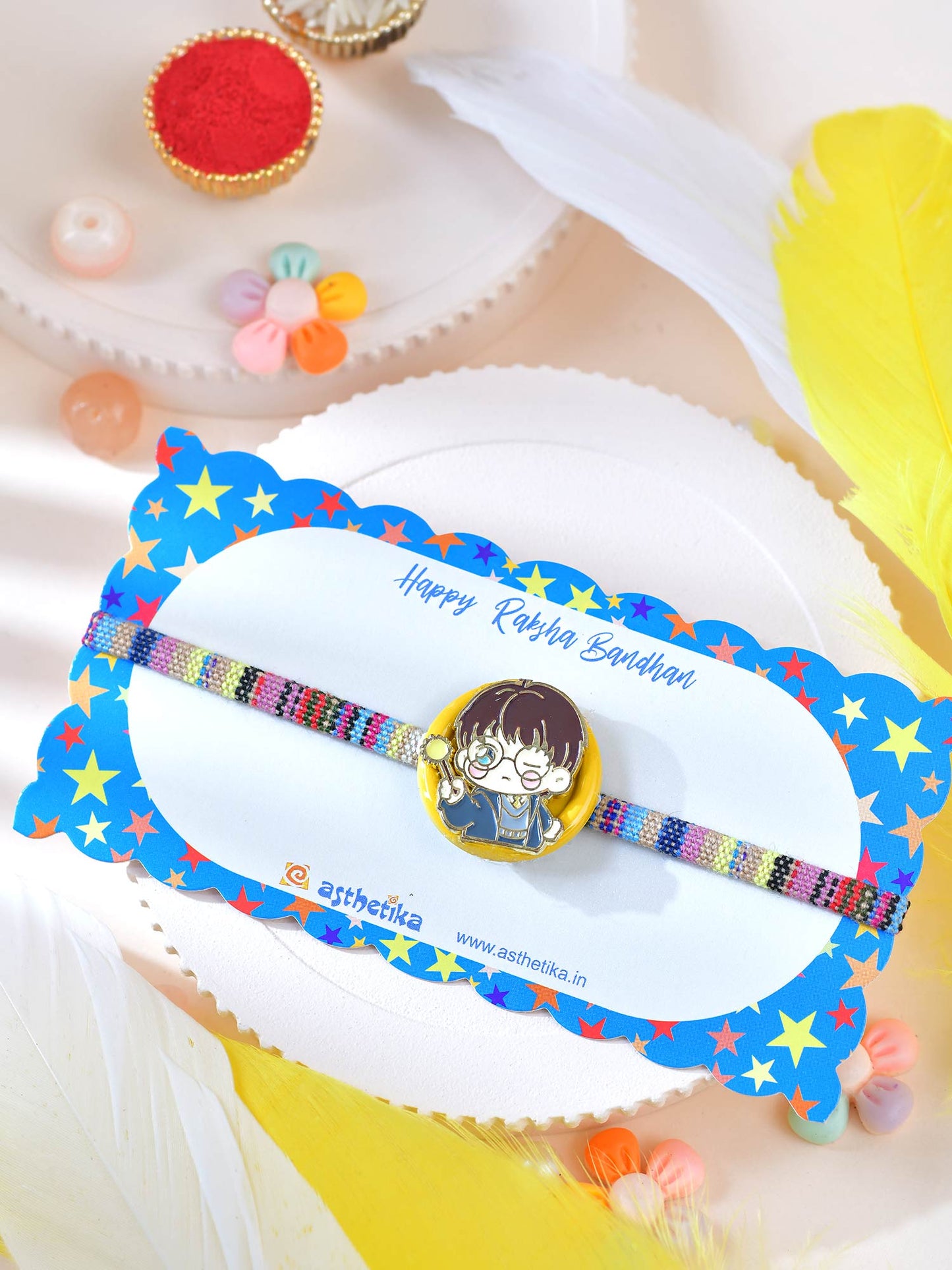 Asthetika wizard charm bracelet Rakhi in packaging