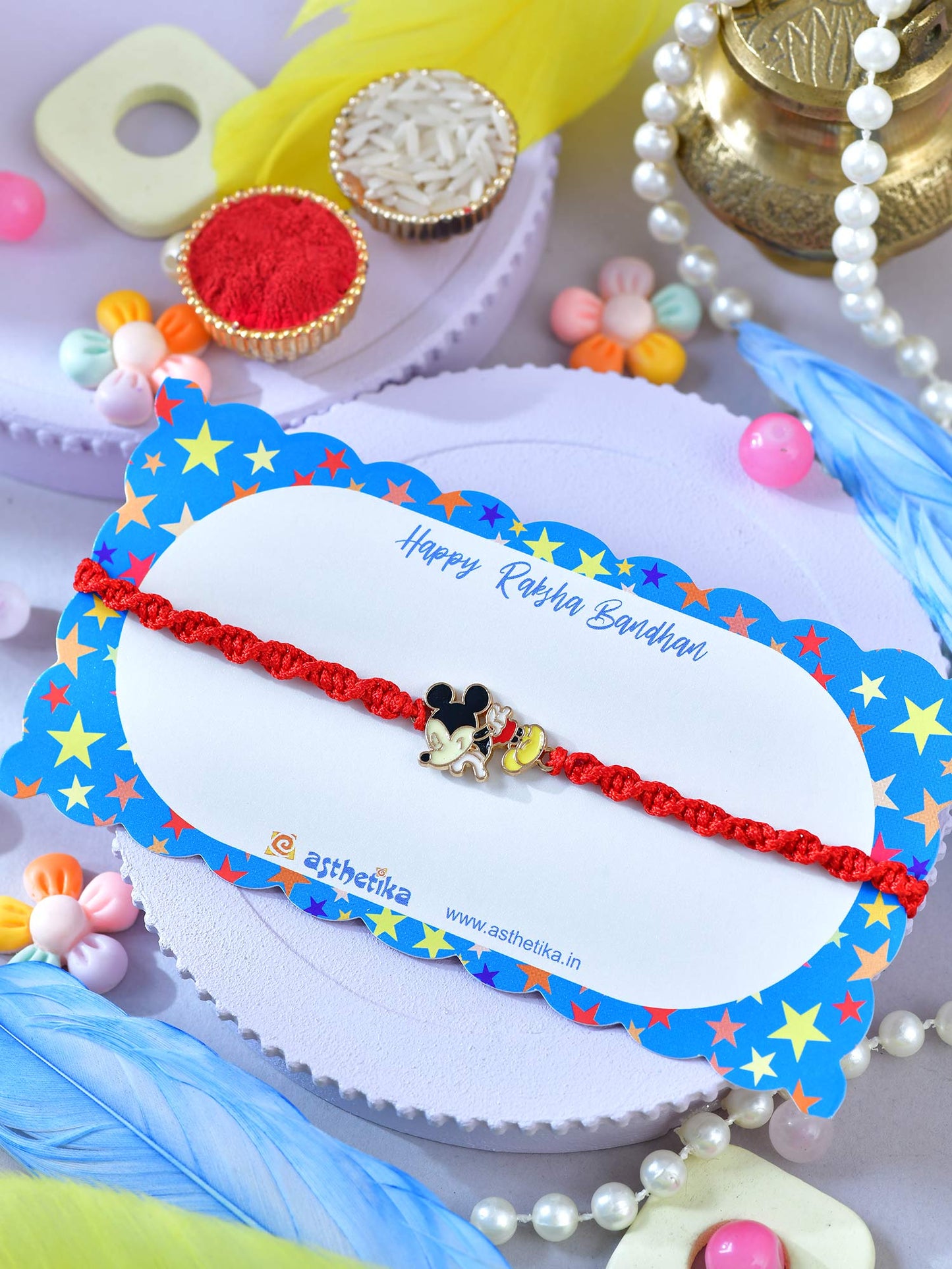 Asthetika mouse bracelet Rakhi in packaging