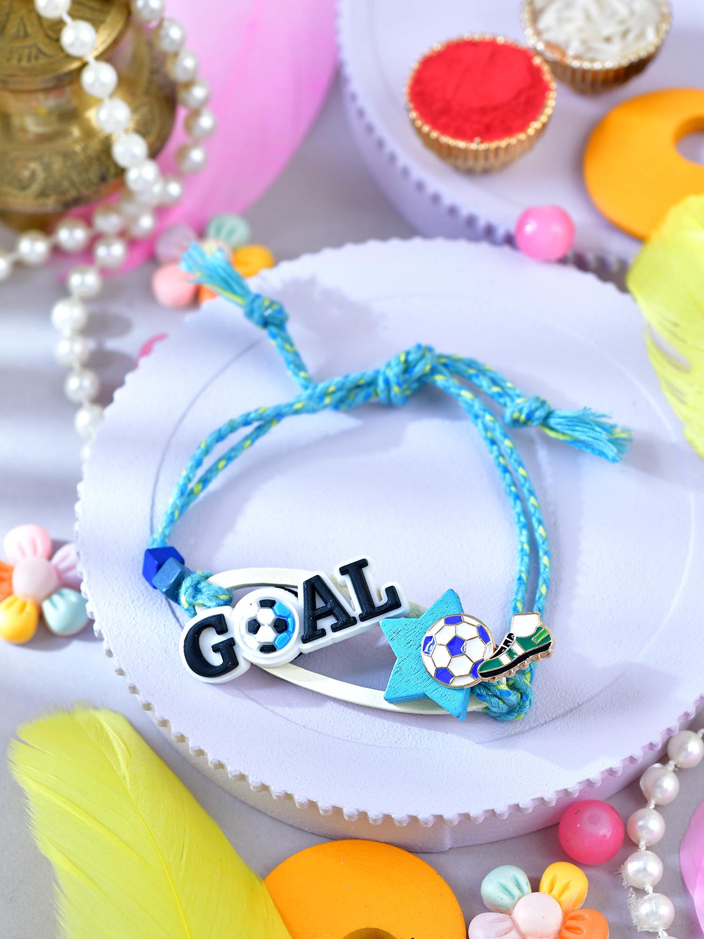 Football goal motif kids Rakhi