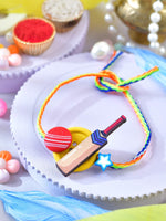Cricket bat and ball motif kids Rakhi