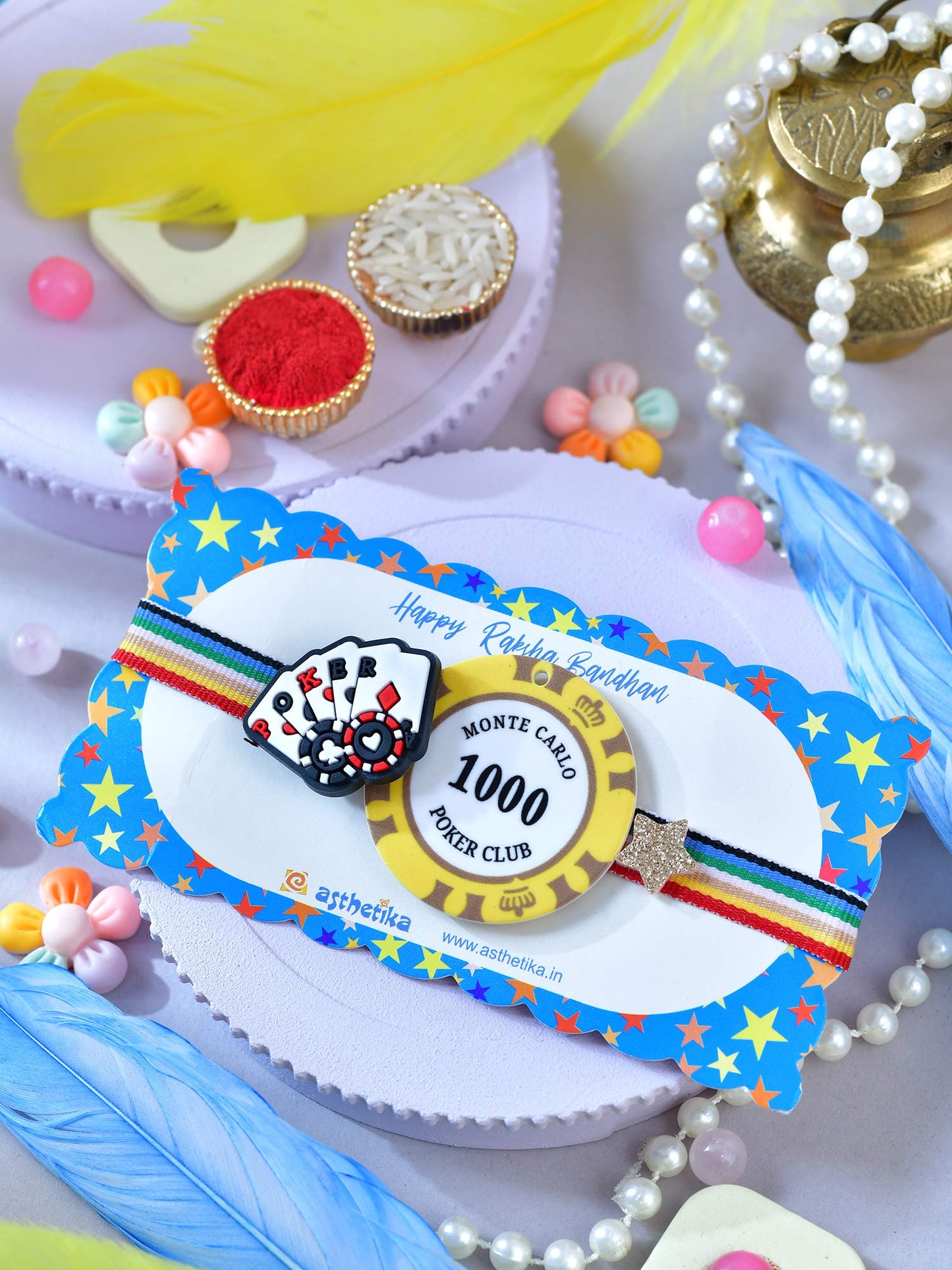 Asthetika poker cards kids Rakhi in packaging
