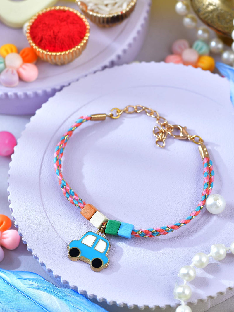 Car motif kids bracelet Rakhi with lobster clasp