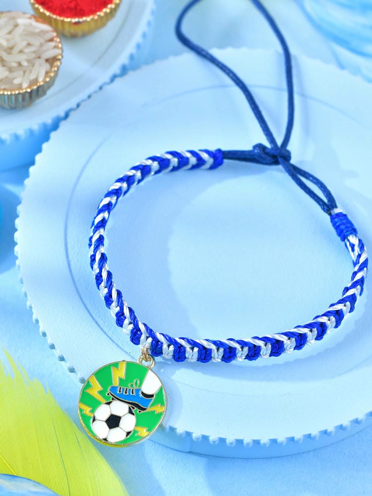Football metal charm woven thread kids Rakhi