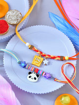 Cartoon panda set of 2 metal charm kids Rakhis