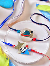 Astronaut and rocket metal charm set of 2 kids Rakhis
