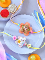 Teddy set of 2 resin kids Rakhis