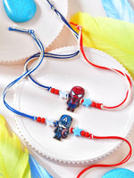 Superhero metal charm set of 2 kids Rakhis