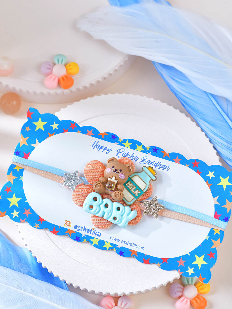 Asthetika teddy baby kids Rakhi in packaging