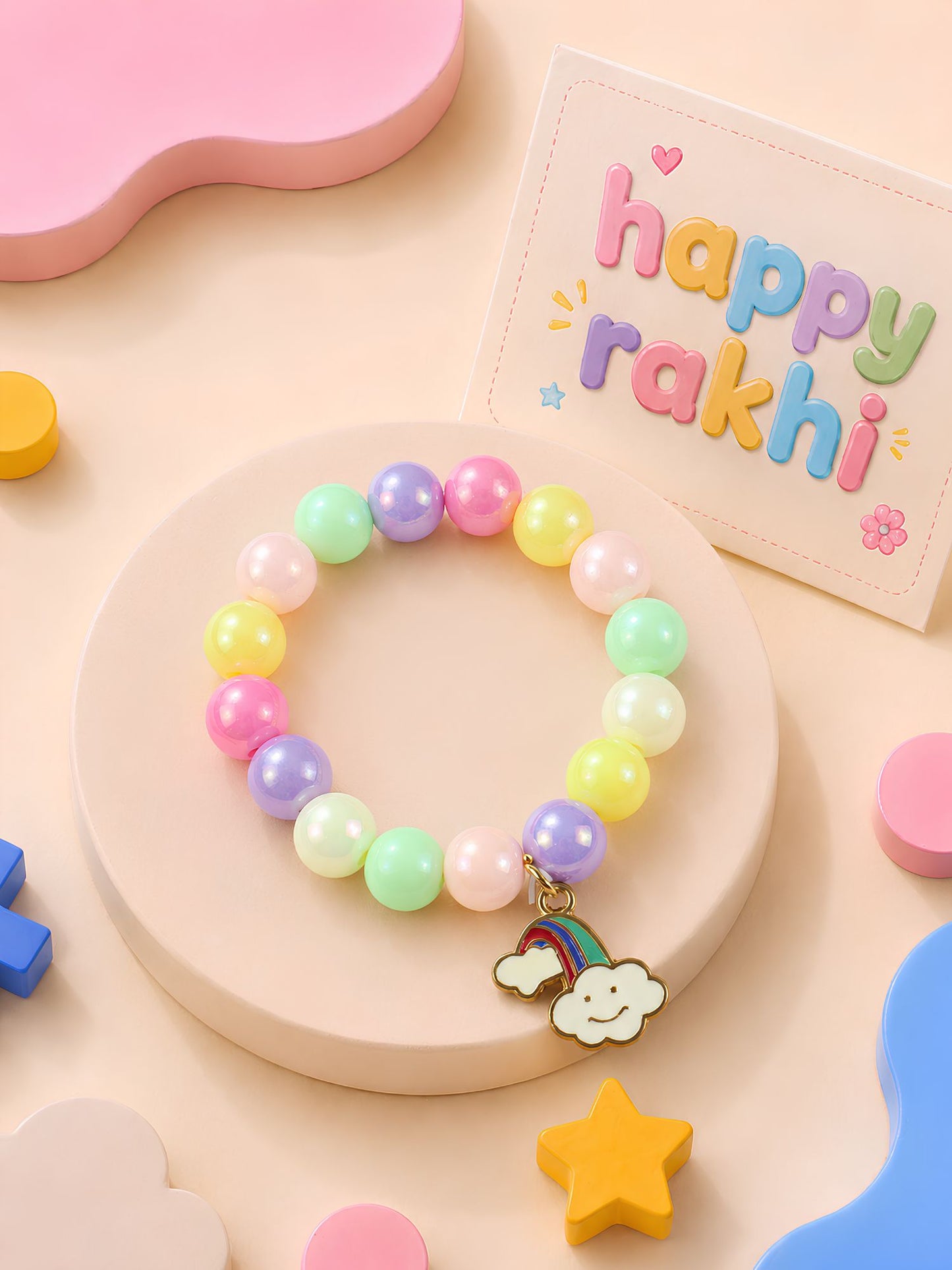 Smiling cloud charm beaded bracelet Rakhi for girls