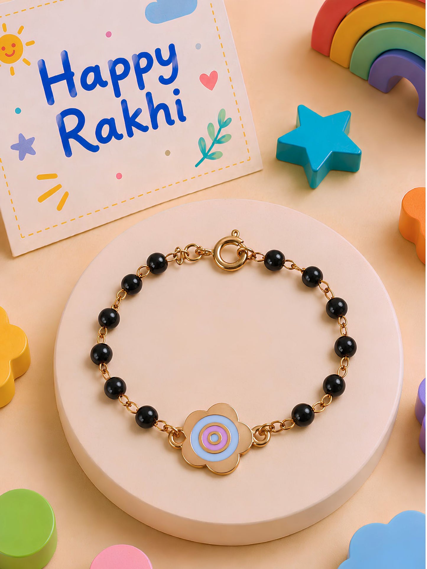 Floral Nazariya bracelet Rakhi for girls with wraparound clasp