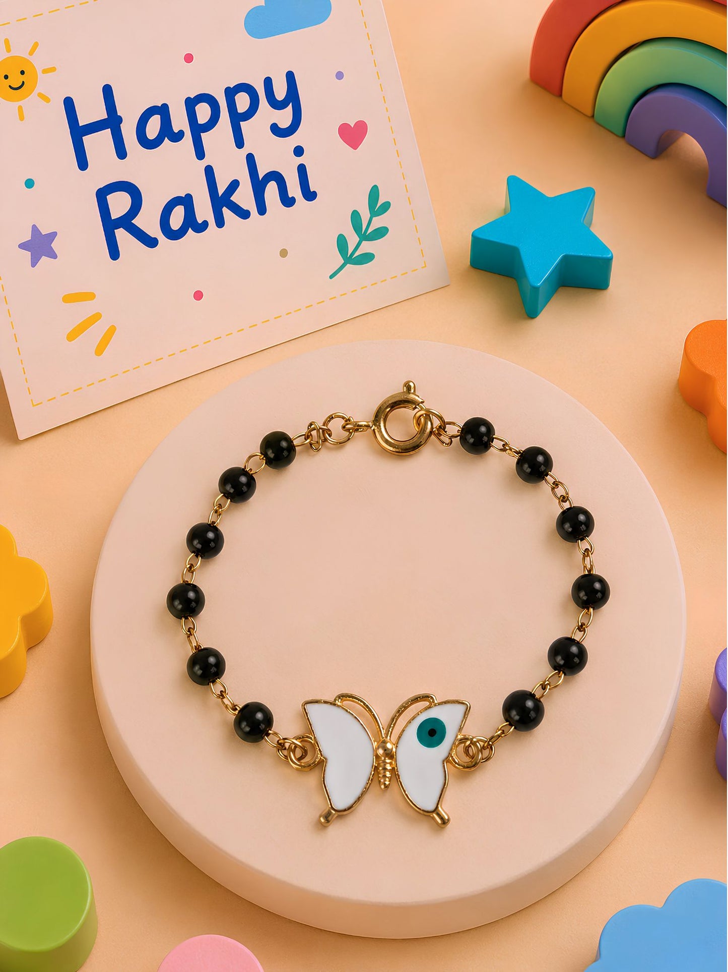 Butterfly evil eye Nazariya bracelet Rakhi with lobster clasp