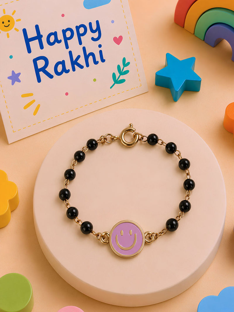 Smiley Nazariya bracelet Rakhi for girls with wraparound clasp