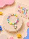 Unicorn charm beaded bracelet Rakhi for girls in plastic beads