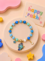 Butterfly charm beaded bracelet Rakhi for girls in plastic beads