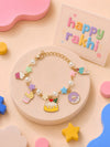 Multi-charm beaded bracelet Rakhi for girls adjustable