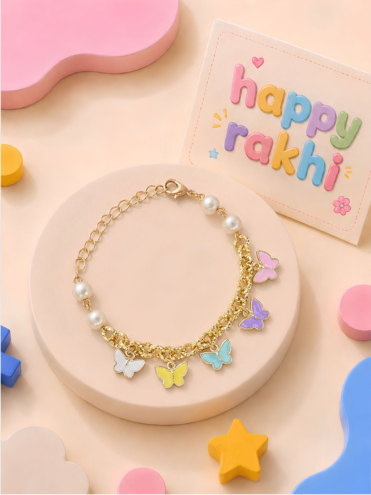 Butterfly charms bracelet Rakhi for girls adjustable