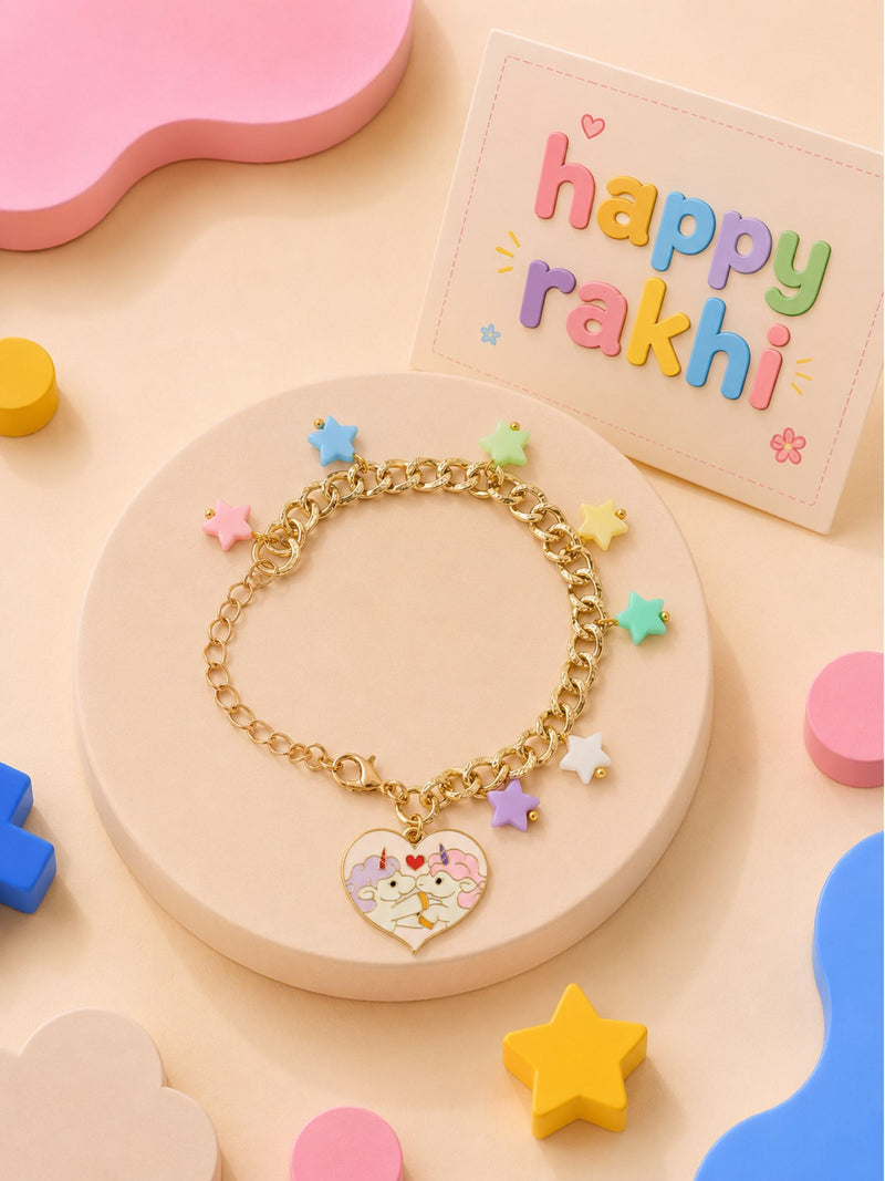 Unicorn star bracelet Rakhi for girls adjustable lobster clasp
