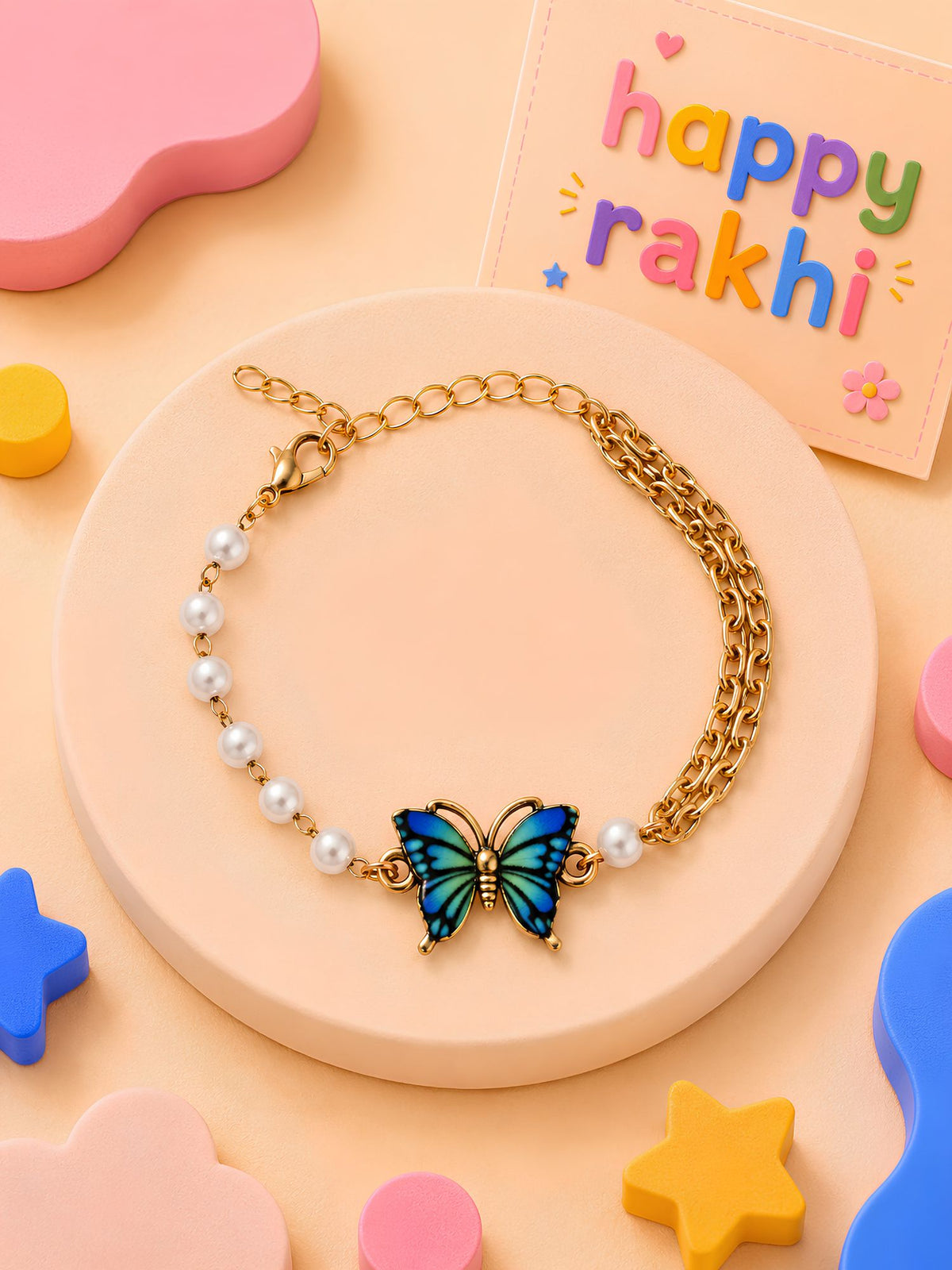 Butterfly charm bracelet Rakhi for girls adjustable