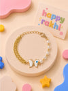 Butterfly charm bracelet Rakhi with evil eye lobster clasp for girls